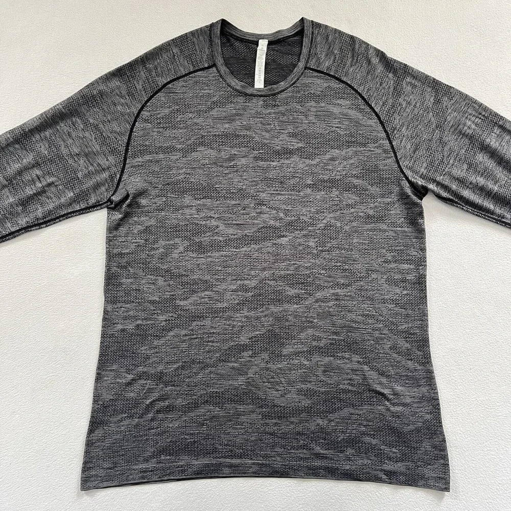 Lululemon Men Black Anchor Gray Camo Mesh Metal Vent Tech Long Sleeve Shirt XL - Picture 5 of 11